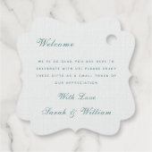 Romantische grüne Winterwald-Gastgeschenk Hochzeit Geschenkanhänger (Rückseite)