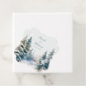 Romantische grüne Winterwald-Gastgeschenk Hochzeit Geschenkanhänger (Beispiel)