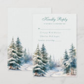 Romantische grüne Winterwaldkarte RSVP Card Begleitkarte (Vorne/Hinten)