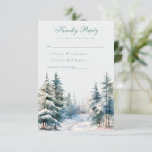 Romantische grüne Winterwaldkarte RSVP Card Begleitkarte (Stehend Vorderseite)