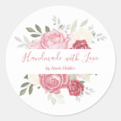 Romantische Handarbeit mit Liebe Pink Floral Bouqu Runder Aufkleber (Vorderseite)
