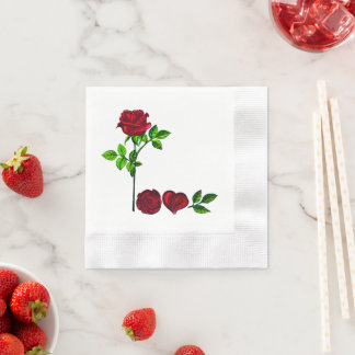 Romantische handbemalte Rose LIEBE Papier Napkins Serviette