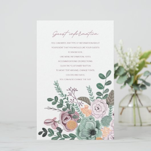 Romantische handgemalte Blume Gästebuch (Stehend Vorderseite)