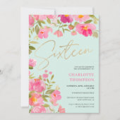 Romantische handgestrichene Rosa Blütenminze Süß 1 Einladung (Vorderseite)