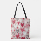 Romantische handGezeichnet Hearts Tote Tag Tasche (Rückseite)