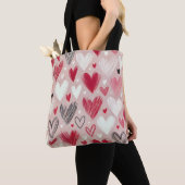 Romantische handGezeichnet Hearts Tote Tag Tasche (Von Nahem)