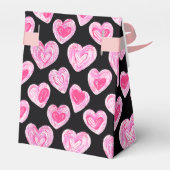 Romantische handgezeichnete rosafarbene Herzvalent Geschenkschachtel (Rückseite)