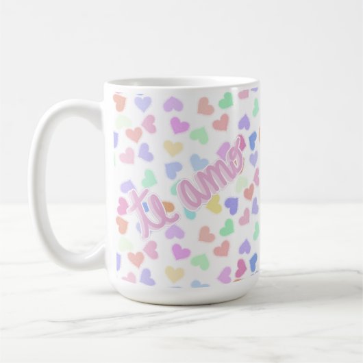 Romantische Handschrift: Amo Pastel Kaffeetasse (Links)
