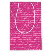 Romantische Handschrift Rosa Valentine Liebe Lette Mittlere Geschenktüte (Vorderseite)