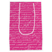 Romantische Handschrift Rosa Valentine Liebe Lette Mittlere Geschenktüte (Rückseite)