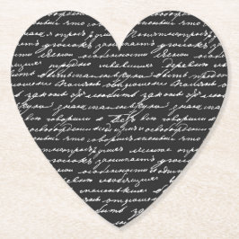 Romantische Handschrift Schwarz-weißes Herz Liebe Untersetzer