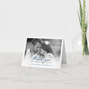 Romantische Handschrift Stilvolle Foto Hochzeit Dankeskarte
