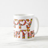 Romantische Happy Valentine Liebe hört Typografie Kaffeetasse (VorderseiteRechts)