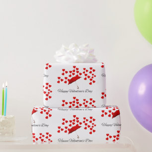 Romantische „Happy Valentine’s Day“-Rote Herzen Geschenkpapier
