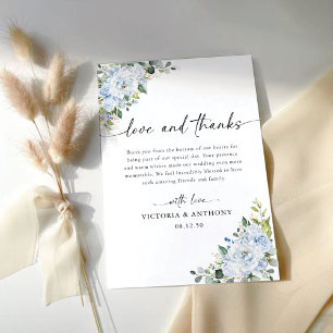 Romantische hellblaue Blumenhochzeit Dankeskarte