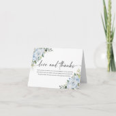 Romantische hellblaue Blumenhochzeit Dankeskarte (Vorderseite)