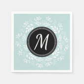 Romantische hellblaue Blumenschrift Custom Monogra Serviette (Vorderseite)
