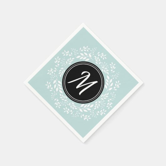 Romantische hellblaue Blumenschrift Custom Monogra Serviette (Ecke)