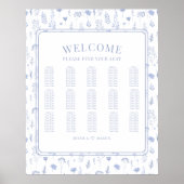 Romantische hellblaue Hochzeitskarte Poster (Vorne)