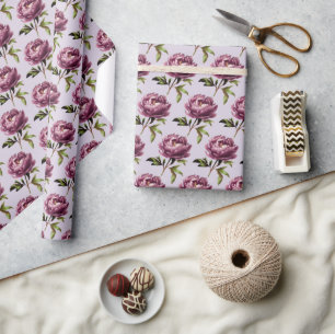 Romantische helle Lavendel-Pfingstrosen Geschenkpapier