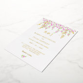 Romantische, hellrosa, florale Front und Back Wedd Folieneinladung (Gedreht)