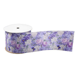Romantische, hellviolette Blumen Satinband