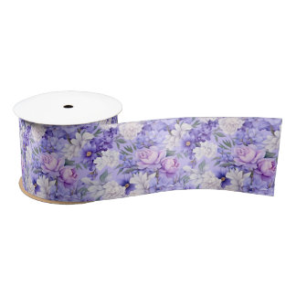 Romantische, hellviolette Blumen Satinband
