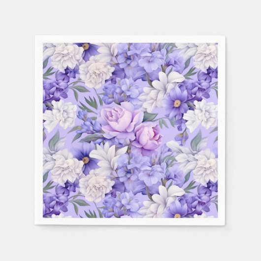 Romantische, hellviolette Blumen Serviette (Vorderseite)