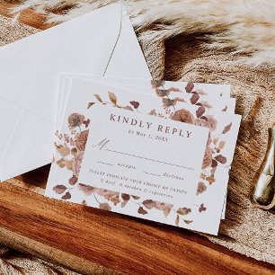 Romantische Herbst-Blumen-Menüwahl-Hochzeit RSVP Karte
