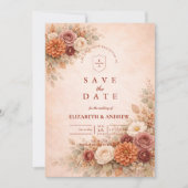 Romantische Herbst-Blumenhochzeit Save The Date (Vorderseite)