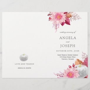 Romantische Herbst-Dahlias-Hochzeitsprogramme