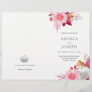Romantische Herbst-Dahlias-Hochzeitsprogramme