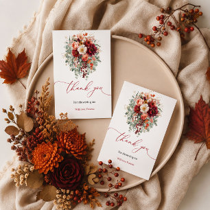 Romantische Herbst-Marsala-florale Dankeskart für  Dankeskarte