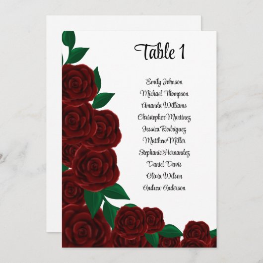 Romantische Herbst-rote Rose Einladung (Vorne/Hinten)