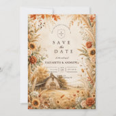 Romantische Herbst-Scheunen-Hochzeit Save The Date (Vorderseite)