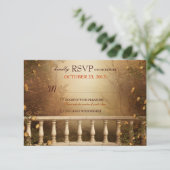 Romantische Herbstblätter und Kolumnen Hochzeitssz RSVP Karte (Stehend Vorderseite)