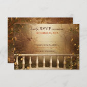 Romantische Herbstblätter und Kolumnen Hochzeitssz RSVP Karte (Vorne/Hinten)