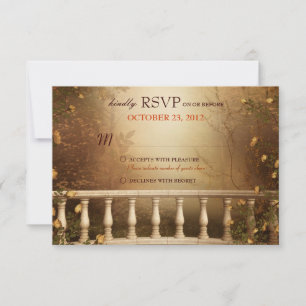 Romantische Herbstblätter und Kolumnen Hochzeitssz RSVP Karte