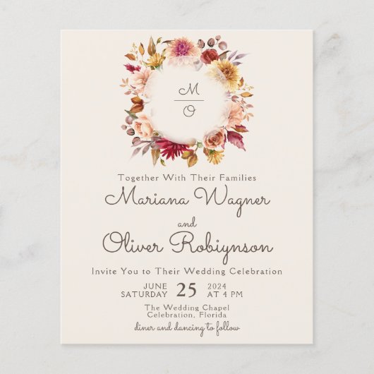 Romantische Herbstblumenhochzeit (Vorderseite)