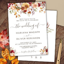 Romantische Herbstblumenhochzeit Einladung