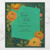 romantische Herbstblumenhochzeit Weinetikett (Einzelnes Label)