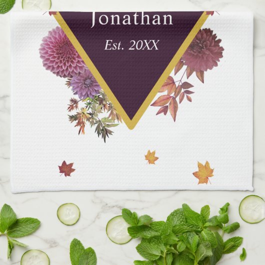 Romantische Herbstdahlia Geschirrtuch (Gefaltet)