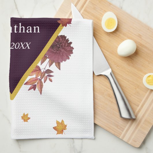 Romantische Herbstdahlia Geschirrtuch (Viertel Falte)