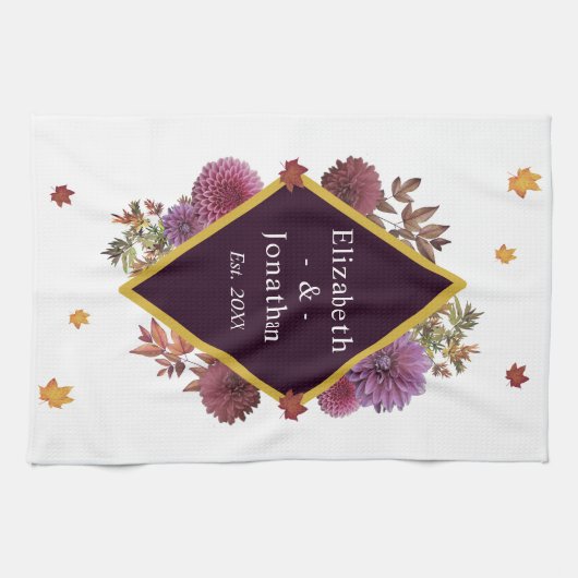 Romantische Herbstdahlia Geschirrtuch (Horizontal)