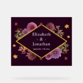 Romantische Herbstdahlia Hochzeit Acrylschild (Vorderseite)