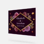 Romantische Herbstdahlia Hochzeit Acrylschild (Winkel)