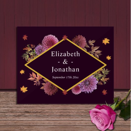 Romantische Herbstdahlia Hochzeit Acrylschild