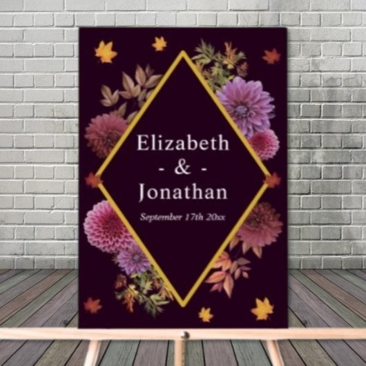 Romantische Herbstdahlia Hochzeit Acrylschild
