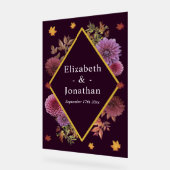 Romantische Herbstdahlia Hochzeit Acrylschild (Winkel)