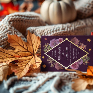 Romantische Herbstdahlia Hochzeit Folieneinladung